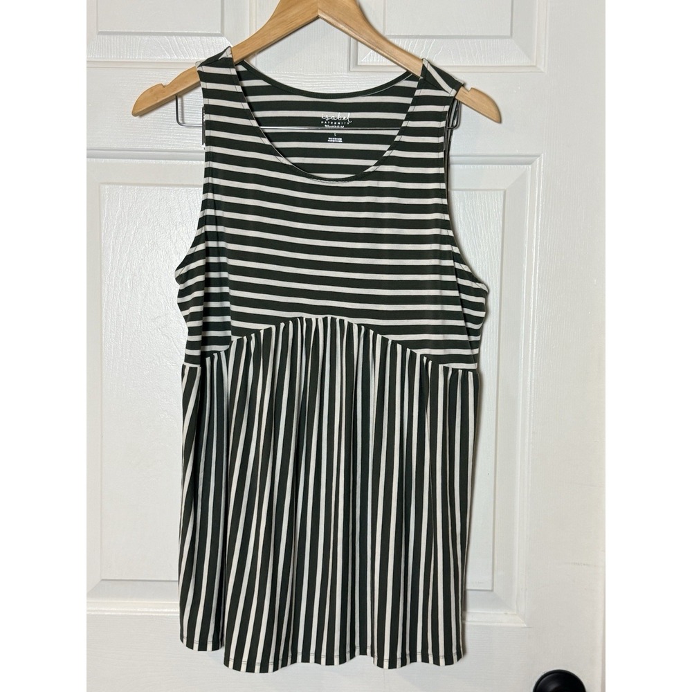 Isabel Maternity by Ingrid & Isabel Striped Babydoll Tank Top Size Large